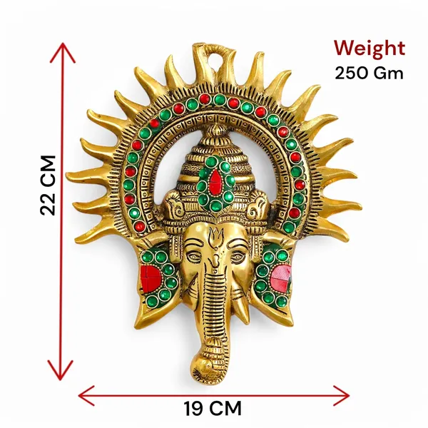 KridayKraft_Ganesha_Idol_with_Surya_Chakra_-_Ganesh_murti_Wall_hangings_Rajasthani_Handicrafts_Decorative_Showpiece_for_Gifting_Anniversary_Valentine's_Day_(Golden)