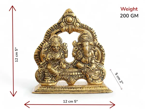KridayKraft_Metal_Lakshmi_&_Ganesha_Idol_Pair_Gold-Finish_Mini_Statues_(12_cm_5"_Lenth_×_12_Cm_Hight_5"),_200_g_Auspicious_Home_Puja_Decor_&_Diwali_Gift