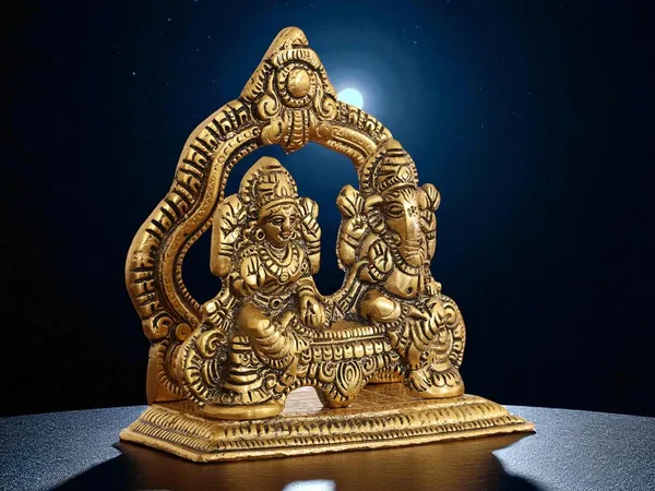 KridayKraft_Metal_Lakshmi_&_Ganesha_Idol_Pair_Gold-Finish_Mini_Statues_(12_cm_5"_Lenth_×_12_Cm_Hight_5"),_200_g_Auspicious_Home_Puja_Decor_&_Diwali_Gift