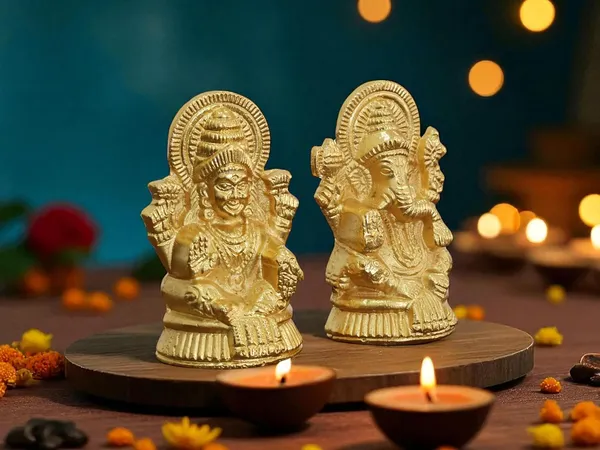 KridayKraft_Metal_Lakshmi_&_Ganesha_Idol_Pair_Gold-Finish_Mini_Statues_(7.5_cm_×_4_cm_Each),_160_g_Auspicious_Home_Puja_Decor_&_Diwali_Gift