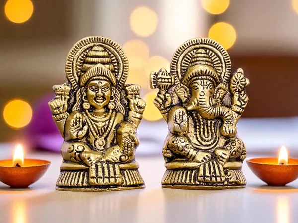KridayKraft_Metal_Laxmi_&_Ganesh_Idol_Pair_Gold-Finish_Mini_Statues_(7.5_cm_×_4_cm_Each),_160_g_Auspicious_Home_Puja_Decor_&_Diwali_Gift