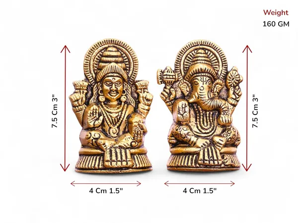 KridayKraft_Metal_Laxmi_&_Ganesh_Idol_Pair_Gold-Finish_Mini_Statues_(7.5_cm_×_4_cm_Each),_160_g_Auspicious_Home_Puja_Decor_&_Diwali_Gift