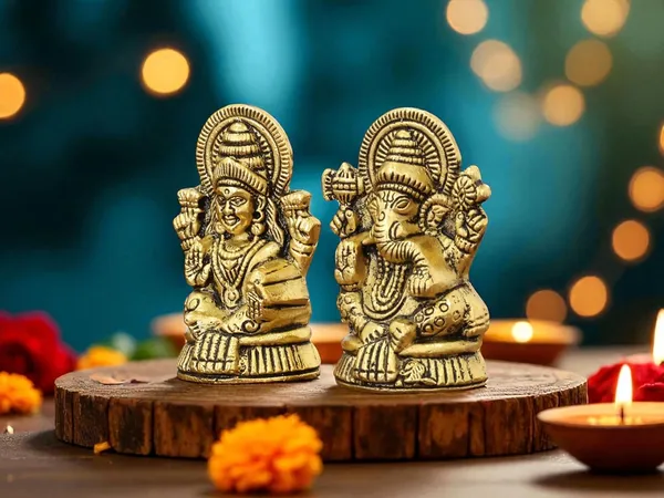 KridayKraft_Metal_Laxmi_&_Ganesh_Idol_Pair_Gold-Finish_Mini_Statues_(7.5_cm_×_4_cm_Each),_160_g_Auspicious_Home_Puja_Decor_&_Diwali_Gift