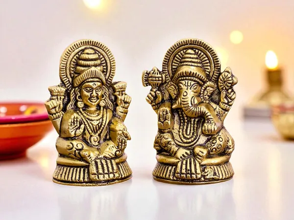 KridayKraft_Metal_Laxmi_&_Ganesh_Idol_Pair_Gold-Finish_Mini_Statues_(7.5_cm_×_4_cm_Each),_160_g_Auspicious_Home_Puja_Decor_&_Diwali_Gift