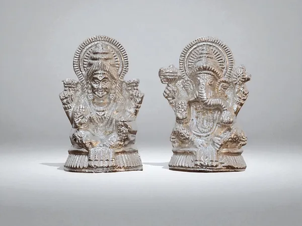 KridayKraft_Metal_Lakshmi_&_Ganesha_Idol_Pair_Silver-Finish_Mini_Statues_(7.5_cm_×_4_cm_Each),_160_g_Auspicious_Home_Puja_Decor_&_Diwali_Gift