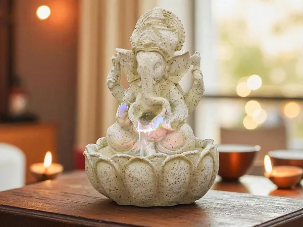 KridayKraft_Lotus_Ganesh_Off_White_Waterfall_Design_Table_top_Colour_Changing_Lights_Fountain_Polyresin_Showpiece_for_Home_Garden_Living_Room_Decor_Decoration_Gift_Items,_26_CM_1_kg