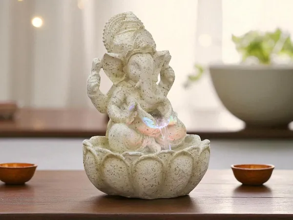 KridayKraft_Lotus_Ganesh_Off_White_Waterfall_Design_Table_top_Colour_Changing_Lights_Fountain_Polyresin_Showpiece_for_Home_Garden_Living_Room_Decor_Decoration_Gift_Items,_26_CM_1_kg