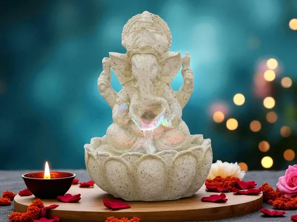 KridayKraft_Lotus_Ganesh_Off_White_Waterfall_Design_Table_top_Colour_Changing_Lights_Fountain_Polyresin_Showpiece_for_Home_Garden_Living_Room_Decor_Decoration_Gift_Items,_26_CM_1_kg