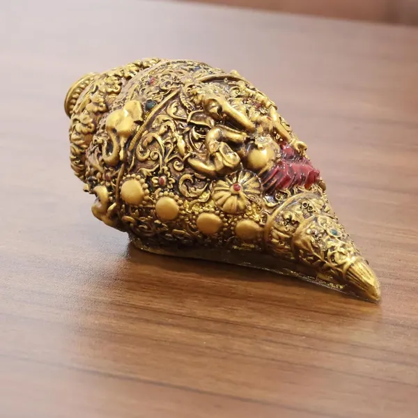 KridayKraft_Decorative_Lord_Ganesha_Shank,_Gold-Toned,_Conch_Shell_for_Wealth,_Prosperity_and_Good_Luck_Intricate_Design,_12_cm_x_6_cm_polyresin
