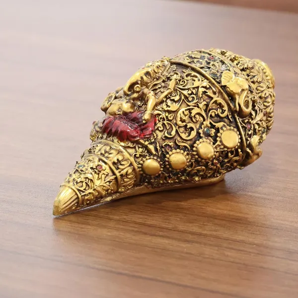 KridayKraft_Decorative_Lord_Ganesha_Shank,_Gold-Toned,_Conch_Shell_for_Wealth,_Prosperity_and_Good_Luck_Intricate_Design,_22cm_(9")_x_11cm_(4")_polyresin