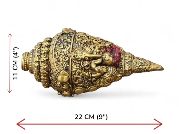 KridayKraft_Decorative_Lord_Ganesha_Shank,_Gold-Toned,_Conch_Shell_for_Wealth,_Prosperity_and_Good_Luck_Intricate_Design,_22cm_(9")_x_11cm_(4")_polyresin