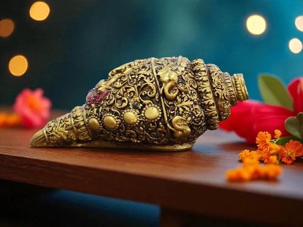 KridayKraft_Decorative_Lord_Ganesha_Shank,_Gold-Toned,_Conch_Shell_for_Wealth,_Prosperity_and_Good_Luck_Intricate_Design,_22cm_(9")_x_11cm_(4")_polyresin