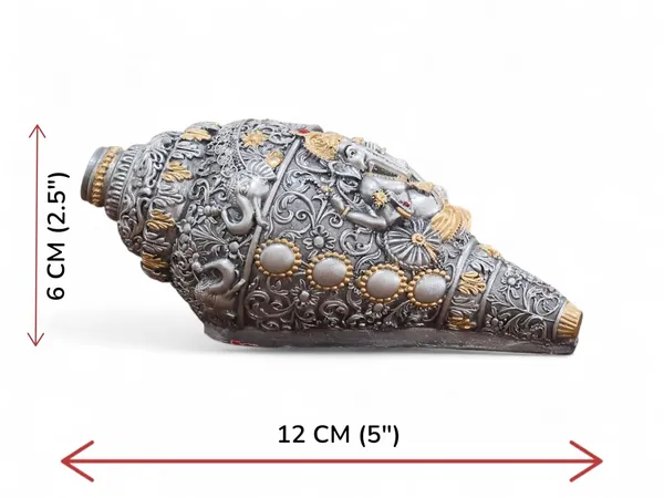 KridayKraft_Decorative_Lord_Ganesha_Shank,_Silver_-Toned,_Conch_Shell_for_Wealth,_Prosperity_and_Good_Luck_Intricate_Design,_12_(5")_cm_x_6_cm