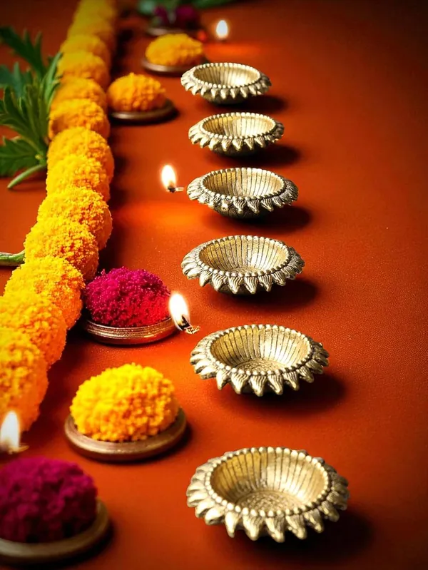 Kridaykraft_Decorative_Sunflower_Diya_Set,_Gold-Plated_Metal,_Pack_of_6_Pcs,_Traditional_Festival_Lights