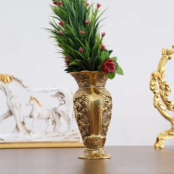 Decorative_Metal_Vase,_Antique_Gold_Finish,_Baroque_Floral_Pattern,_Traditional_Ornate_Design