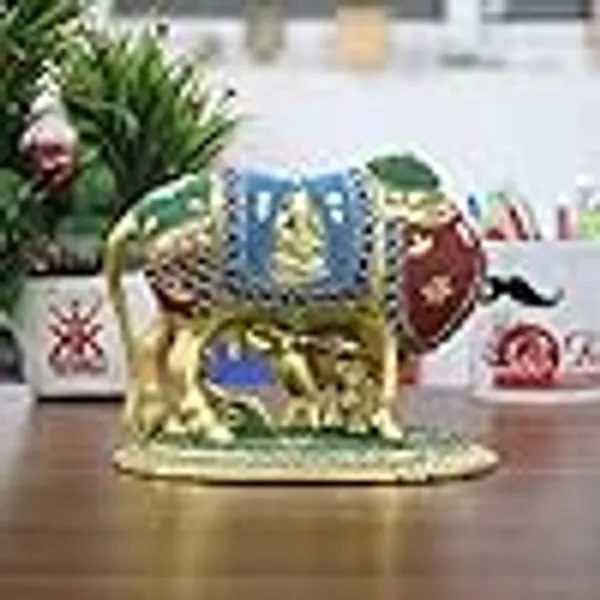 Kamdhenu_Cow,Calf_with_Bal_Gopal_Krishna_Metal_Statue_Embellished_with_Gemstones_for_Good_Luck,Feng_Shui,Vastu,Religious_Gau_MATA