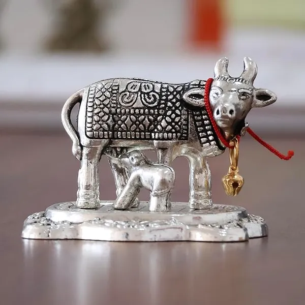Kamdhenu_Cow_with_Calf_Metal_Rajasthani_Handicrafts_Decorative_Showpiece_for_Gifting_Anniversary_Valentine's_Day_(Silver)