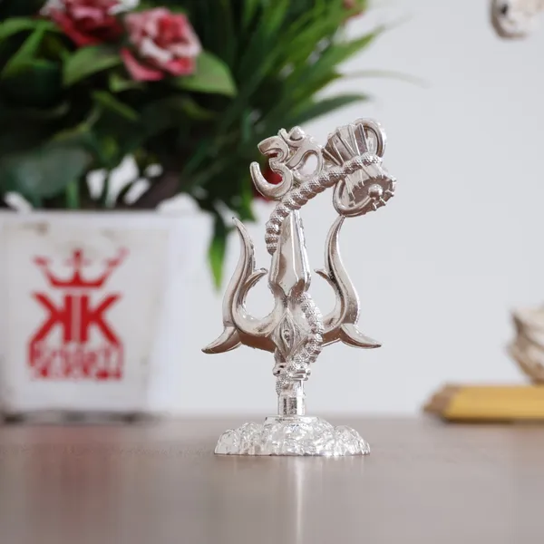 KridayKraft_Metal_Shivshakti_Om_Trishul_Damru_Rudaksha_Mala_Idol_Symbol_Statue,_Antique_Silver_Finish,_9.5_cm_Height,_5_cm_Base