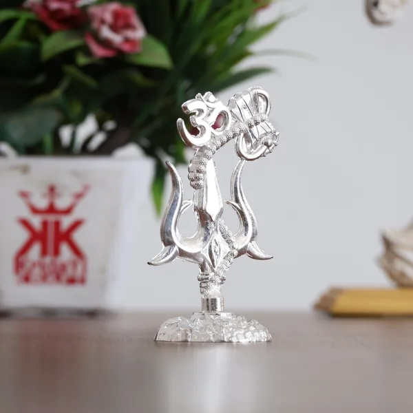 KridayKraft_Metal_Shivshakti_Om_Trishul_Damru_Rudaksha_Mala_Idol_Symbol_Statue,_Antique_Silver_Finish,_9.5_cm_Height,_5_cm_Base