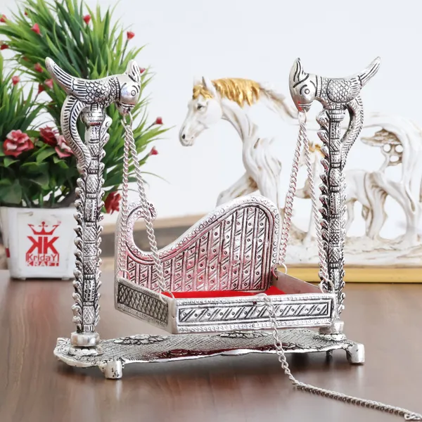 KridayKraft_Metal_Swing_Laddu_Gopal_Jhula,Krishna_Hindola_Palana,Decorative_Laddu_Gopal_for_Temple_Pooja,Showpiece_Figurines,