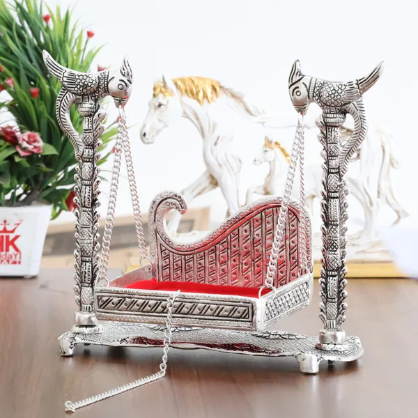 KridayKraft_Metal_Swing_Laddu_Gopal_Jhula,Krishna_Hindola_Palana,Decorative_Laddu_Gopal_for_Temple_Pooja,Showpiece_Figurines,