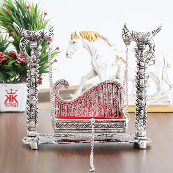 KridayKraft_Metal_Swing_Laddu_Gopal_Jhula,Krishna_Hindola_Palana,Decorative_Laddu_Gopal_for_Temple_Pooja,Showpiece_Figurines,
