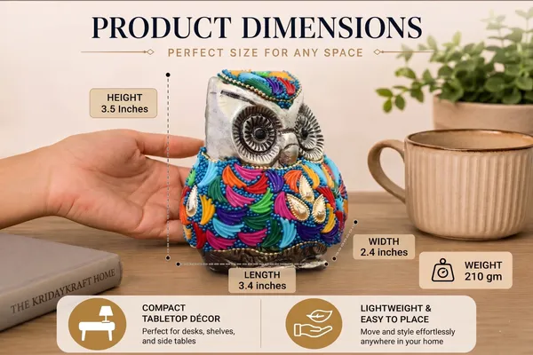 Kridaykraft_Decorative_Owl_Figurine_–_Silver_Finish_Owl_Statue_with_Colorful_Stones_for_Home_Decor,_Office_Desk,_Living_Room_Showpiece.