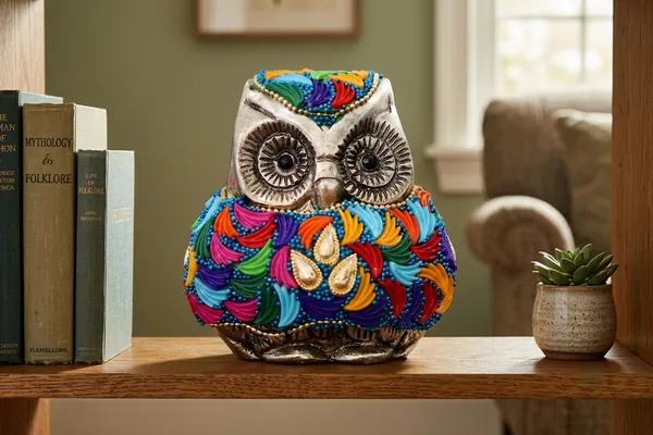 Kridaykraft_Decorative_Owl_Figurine_–_Silver_Finish_Owl_Statue_with_Colorful_Stones_for_Home_Decor,_Office_Desk,_Living_Room_Showpiece.