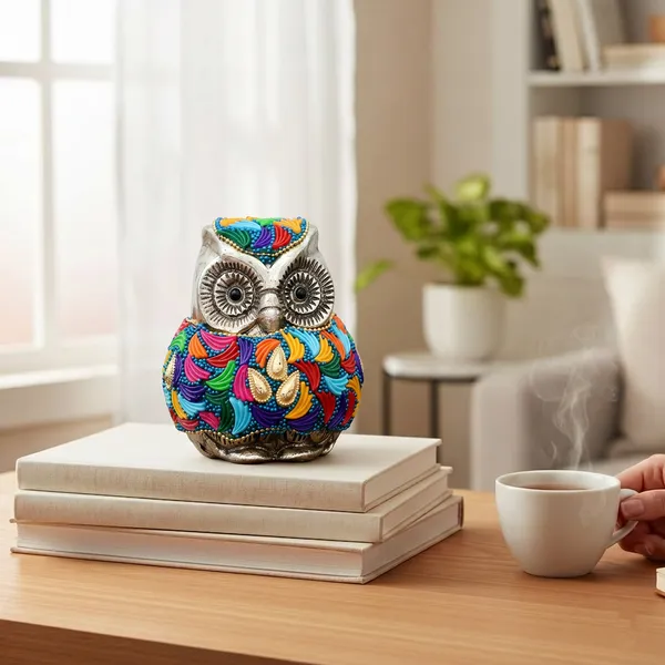 Kridaykraft_Decorative_Owl_Figurine_–_Silver_Finish_Owl_Statue_with_Colorful_Stones_for_Home_Decor,_Office_Desk,_Living_Room_Showpiece.