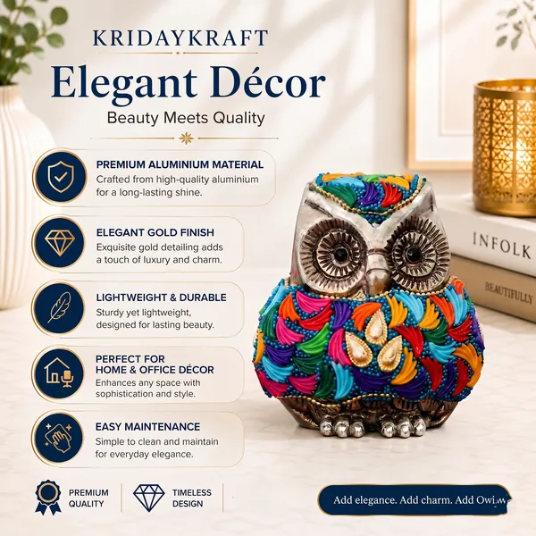 Kridaykraft_Decorative_Owl_Figurine_–_Silver_Finish_Owl_Statue_with_Colorful_Stones_for_Home_Decor,_Office_Desk,_Living_Room_Showpiece.