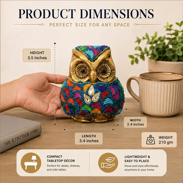 Kridaykraft_Decorative_Owl_Showpiece_–_Gold-Finish_Tabletop_Figurine_with_Vibrant_Embellishments,_Handcrafted_Small_Statue_for_Home_Decor,_Office_Desk,_Living_Room,_and_Shelf_Decoration.
