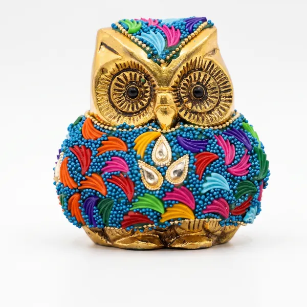 Kridaykraft_Decorative_Owl_Showpiece_–_Gold-Finish_Tabletop_Figurine_with_Vibrant_Embellishments,_Handcrafted_Small_Statue_for_Home_Decor,_Office_Desk,_Living_Room,_and_Shelf_Decoration.