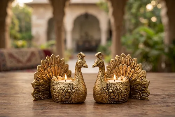 Kridaykraft_Peacock_Tealight_Candle_Holder_Pair,_Metallic_Gold_Decorative_Figurine_for_Home_Décor,_Table_Centerpiece_for_Diwali,_Weddings,_and_Festivals.