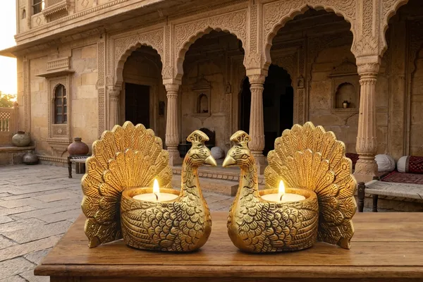 Kridaykraft_Peacock_Tealight_Candle_Holder_Pair,_Metallic_Gold_Decorative_Figurine_for_Home_Décor,_Table_Centerpiece_for_Diwali,_Weddings,_and_Festivals.