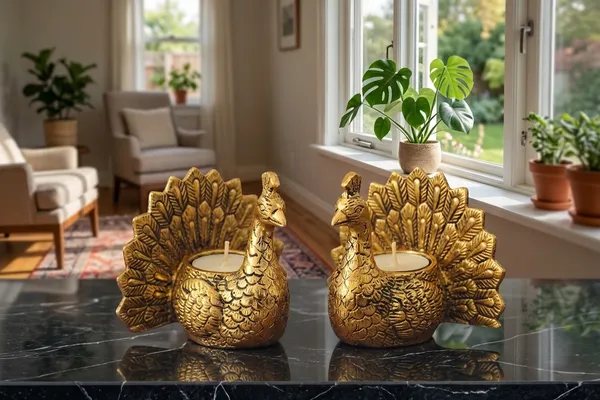 Kridaykraft_Peacock_Tealight_Candle_Holder_Pair,_Metallic_Gold_Decorative_Figurine_for_Home_Décor,_Table_Centerpiece_for_Diwali,_Weddings,_and_Festivals.
