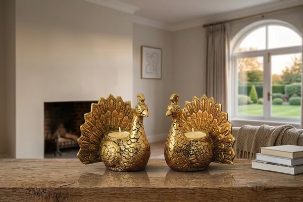 Kridaykraft_Peacock_Tealight_Candle_Holder_Pair,_Metallic_Gold_Decorative_Figurine_for_Home_Décor,_Table_Centerpiece_for_Diwali,_Weddings,_and_Festivals.