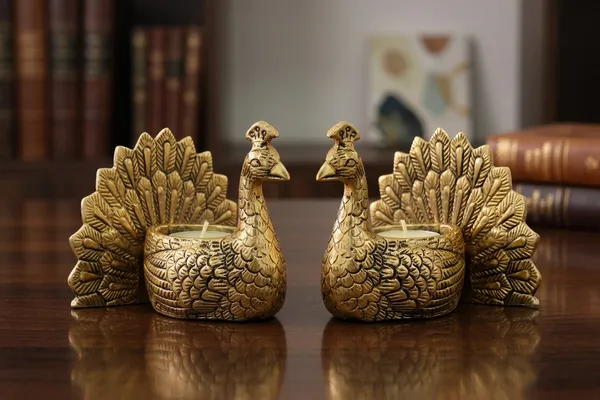 Kridaykraft_Peacock_Tealight_Candle_Holder_Pair,_Metallic_Gold_Decorative_Figurine_for_Home_Décor,_Table_Centerpiece_for_Diwali,_Weddings,_and_Festivals.
