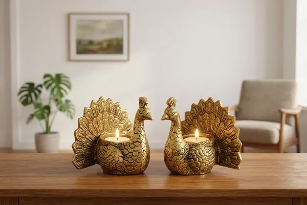 Kridaykraft_Peacock_Tealight_Candle_Holder_Pair,_Metallic_Gold_Decorative_Figurine_for_Home_Décor,_Table_Centerpiece_for_Diwali,_Weddings,_and_Festivals.