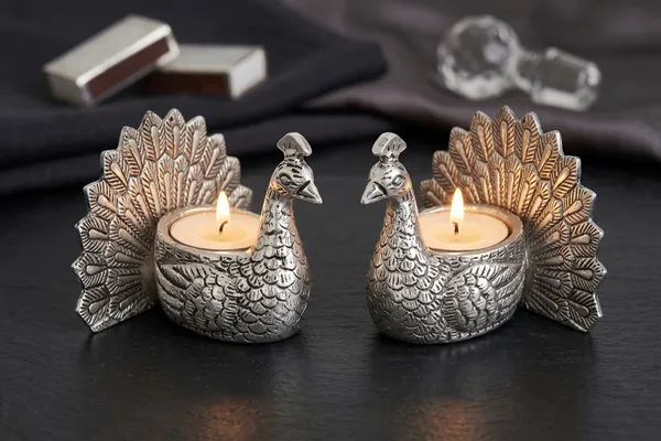 Kridaykraft_Peacock_Tealight_Candle_Holder_Pair,_Metallic_Silver_Decorative_Figurine_for_Home_Décor,_Table_Centerpiece_for_Diwali,_Weddings,_and_Festivals.