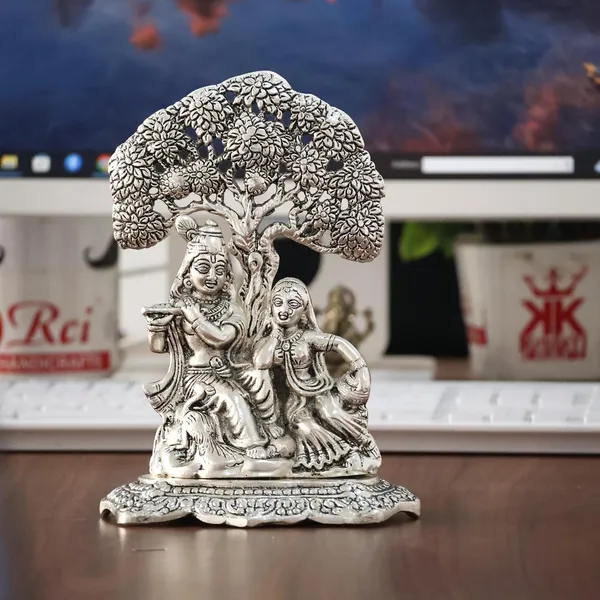 Metal_Radha_Krishna_Idol_with_Under_Tree_Decorative_Showpiece_Statue_for_Puja_Room_Home_Office_Desk_Gift_Items_Ornate_Metal_Sculpture_of_Hindu_Deities,_18_cm_Height_Silver