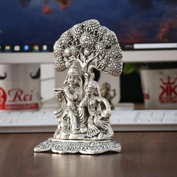 Metal_Radha_Krishna_Idol_with_Under_Tree_Decorative_Showpiece_Statue_for_Puja_Room_Home_Office_Desk_Gift_Items_Ornate_Metal_Sculpture_of_Hindu_Deities,_18_cm_Height_Silver
