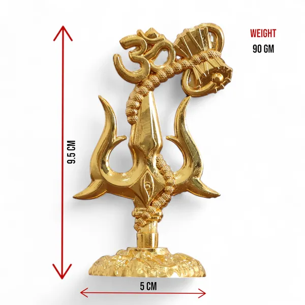 Metal_Shivshakti_Om_Trishul_Damru_Rudaksha_Mala_Idol_Symbol_Statue,_Antique_Gold_Finish,_9.5_cm_Height,_5_cm_Base