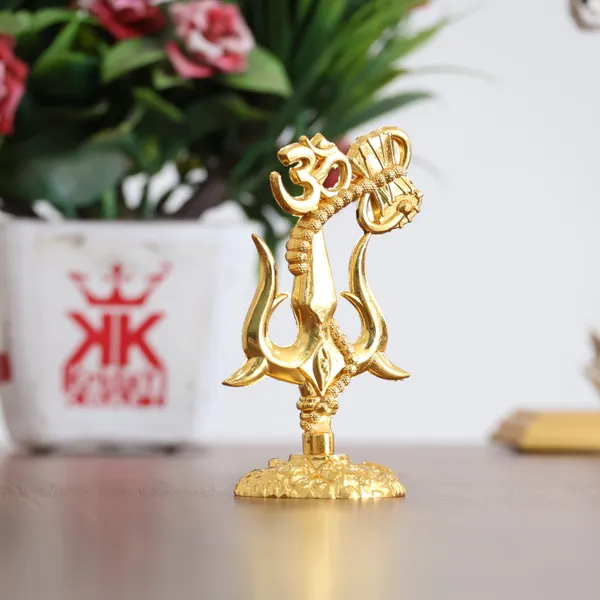 Metal_Shivshakti_Om_Trishul_Damru_Rudaksha_Mala_Idol_Symbol_Statue,_Antique_Gold_Finish,_9.5_cm_Height,_5_cm_Base