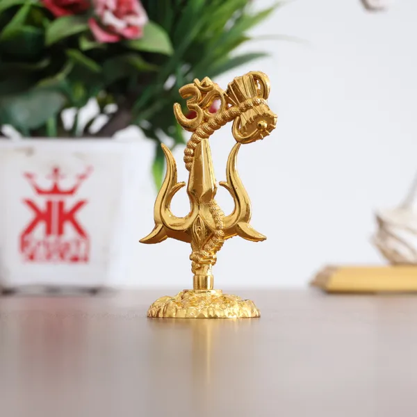 Metal_Shivshakti_Om_Trishul_Damru_Rudaksha_Mala_Idol_Symbol_Statue,_Antique_Gold_Finish,_9.5_cm_Height,_5_cm_Base