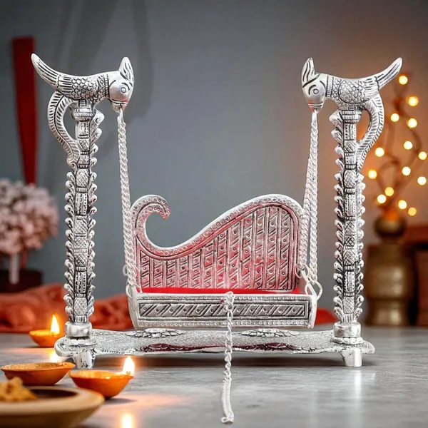 KridayKraft_Metal_Swing_Laddu_Gopal_Jhula,Krishna_Hindola_Palana,Decorative_Laddu_Gopal_for_Temple_Pooja,Showpiece_Figurines,