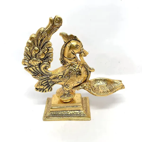 Annapakshi_deepam_Set_of_2_pca_Metal_Handmade_with_Curved_Oil_Lamp_Antique_Peacock_Deepak_for_Home_Decor_Temple_Puja_Office_Counter_Diwali_Decoration_Festival_Gift_(Light)