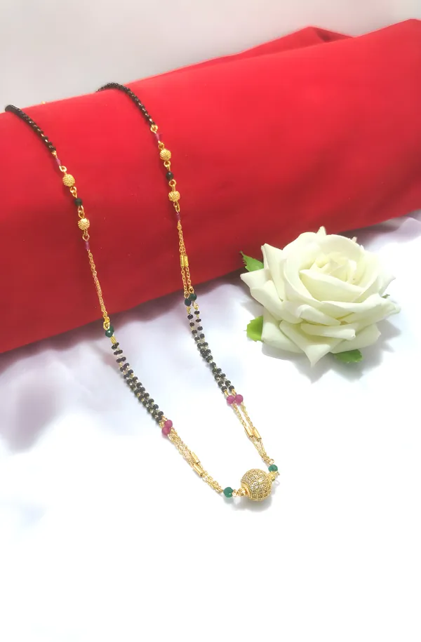 Prime_Double_Layer_A.D_Ball_Ruby&Green_Mangalsutra