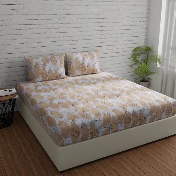 144_TC_Cotton_Elastic_Fitted_Bedsheets_Double_Size_with_2_Pillow_Covers_|_60_x_78_inches_|_Grey,_Black_&_White