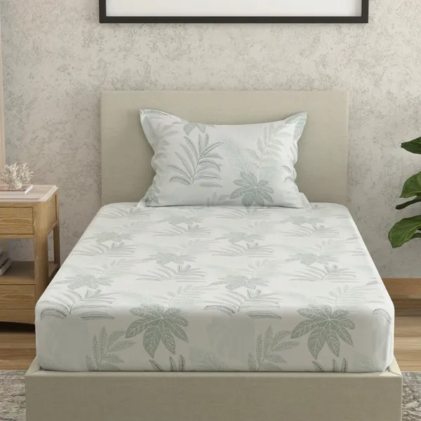 144_TC_Bedsheet_for_Single_Bed_with_1_Pillow_Cover_|_Mosy_Sage,_Olive_Sage_&_Pale_Sage