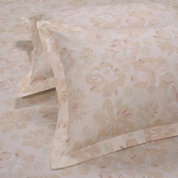 144_TC_Double_Bedsheet_Cotton_with_2_Pillow_Covers_|_Moccasin,_Pastle_orange_&_Antique_White